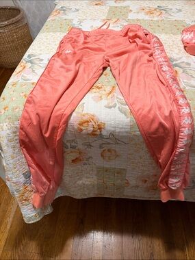 Kappa Coral-Pink Logo Tape Track Pants